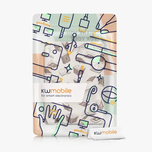 Vista 7 de kwmobile Funda compatible con Amazon Kindle Paperwhite 11. Generación 2021 - Funda para lector electrónico - Libros y páginas Beige/Marrón/Dorado