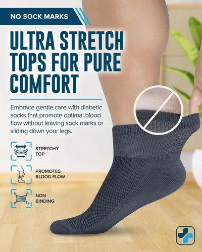 Vista 2 de Doctor's Select Diabetic Socks for Men - 4 Pairs Diabetic Ankle Socks for Men Non Binding Neuropathy Socks