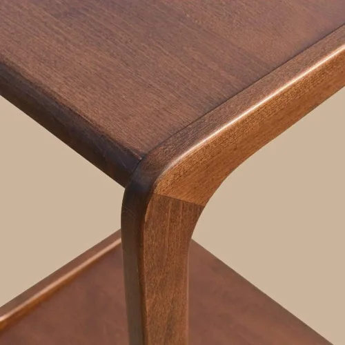 Vista 5 de Mesa auxiliar de sofá de madera maciza con ruedas, mesa de noche, muebles de sala de estar, mesa de aperitivos para dormitorio