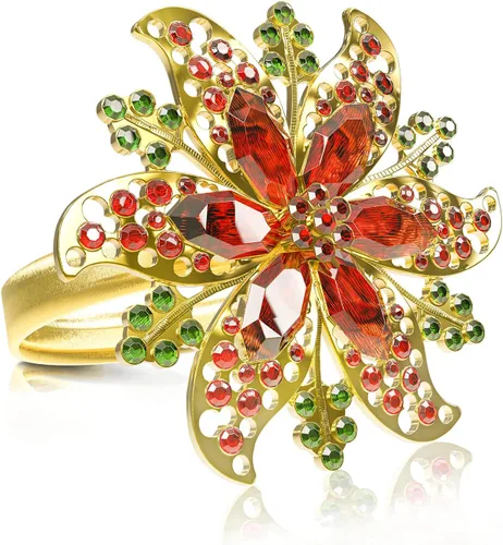 Vista 13 de Legigo Juego de 8 servilleteros de corona de Navidad, corona de diamantes, servilleteros de Navidad para servilletas de tela, decoración de mesa