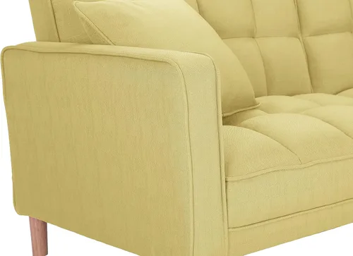 Vista 15 de Sofá cama tipo futón convertible, moderno sofá cama plegable tapizado de lino con dos almohadas, sofá cama de 75 pulgadas para sala de estar