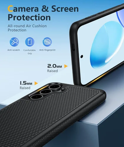 Vista 6 de FNTCASE Funda para Samsung Galaxy S25-Plus: S24-Plus de doble capa Negro