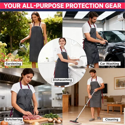 Vista 6 de GoldPig Thick Rubber Apron, Waterproof Apron for Dishwashing, Heavy Duty Chemical Resistant for Butcher, Cleaning