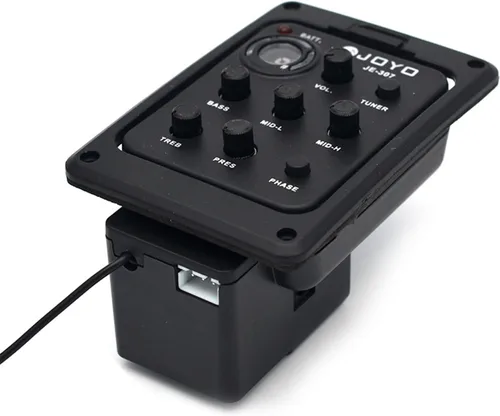 Vista 3 de JOYO JE-307 5-Band EQ Equalizer Guitarra Acústica Piezo Pickup Preamp Sistema de sintonizador con pantalla LCD