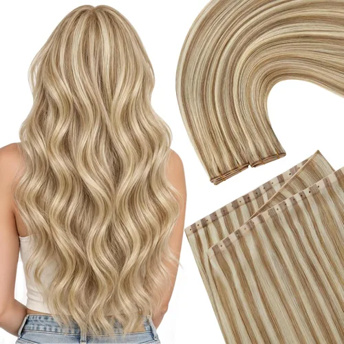 Vista 23 de Ugeat Extensiones de cabello humano de trama de mariposa, color negro, 16