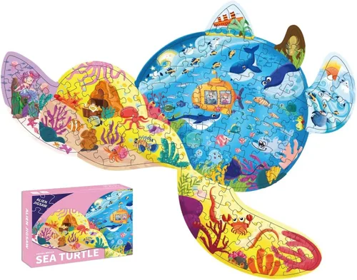 Rompecabezas para niños de 4 a 8 años, 8 a 10 años, rompecabezas coloridos en forma de animales, rompecabezas de piso para niños, juguetes Tortuga