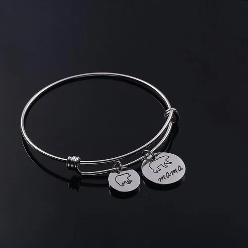 Vista 5 de Pulsera de oso de mamá con brazalete ajustable de 1, 2, 3 cachorros, regalo para mamá