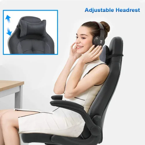 Vista 76 de Silla ergonómica para videojuegos, silla de juegos con reposacabezas, silla de computadora de oficina con ruedas y soporte lumbar, silla