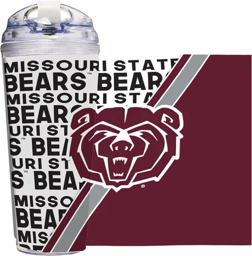 Vista 24 de Rico Industries NCAA - Vaso de acrílico estándar de 24 onzas con tapa con bisagras, vaso de doble pared con licencia oficial y popote