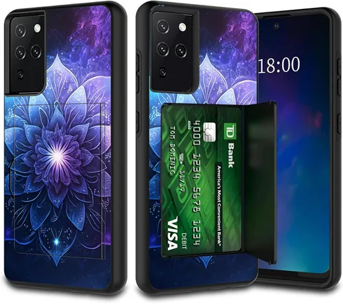 Vista 11 de Funda tipo cartera negra con diseño de gato y luna para Samsung Galaxy S21 Ultra (6.8"), Galaxy S30 Ultra Wallet Funda para teléfono, tarjetero