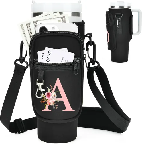 Vista 28 de Initial Water Bottle Holder with Strap for Stanley Cup Accessories 40 oz Tumbler/Simple Modern Tumbler Bag, Water Bottle Carrier Bag with Strap for