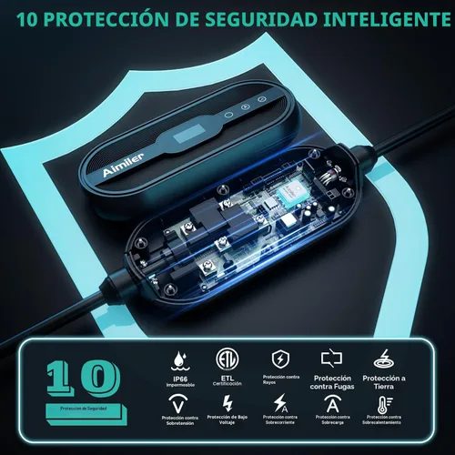Vista 7 de AIMILER Cargador de Vehículo Eléctrico (EV) Nivel 2 (APLICACIÓN WIFI/Conexión Plug-play), 32A, Cable de 25 pies Certificado ETL, 220V-240V NEMA
