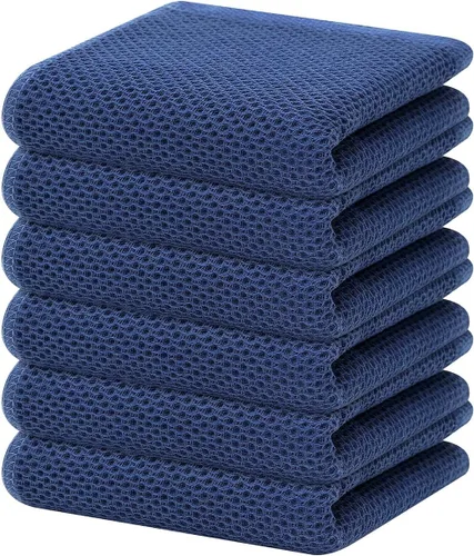 Vista 472 de Homaxy Paños de cocina de 100% algodón con tejido de gofre, ultra suaves, absorbentes, de secado rápido, 12 x 12 pulgadas, paquete de 6, amarillo