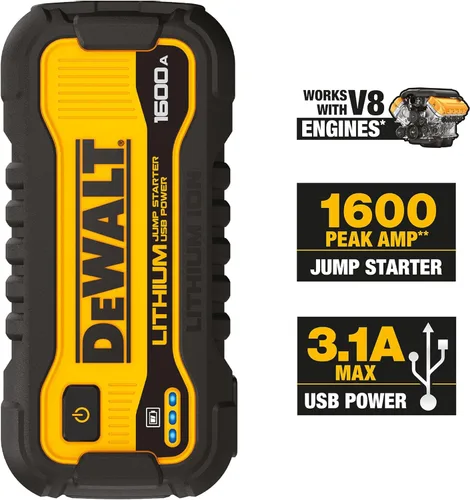 Vista 4 de DeWalt DXAELJ16 Arrancador de Batería de 1600 Amperios Pico Reforzador de Batería con Estación de Energía USB