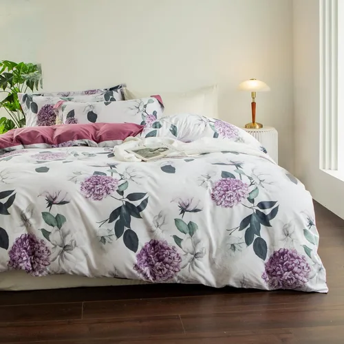 Vista 15 de MILDLY - Juego de funda de edredón con patrón, 3 piezas, 100 % algodón lavado, diseño de jardín floral botánico con hojas de flores, sensación