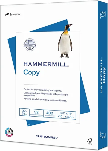 Hammermill Papel para impresora, papel de copia de 20 libras, 8.5 x 11 pulgadas, 1 paquete pequeño (400 hojas), brillo 92, fabricado en los Estados