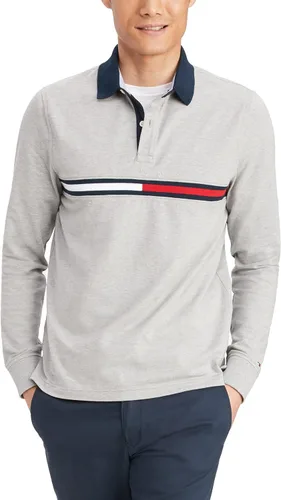 Tommy Hilfiger Polo de manga larga con bandera para hombre en ajuste personalizado