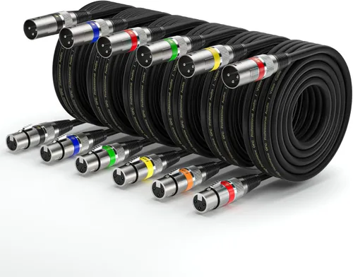 Vista 20 de EBXYA Cable XLR de 2 pies, paquete de 2 cables DMX equilibrados, cable de micrófono macho a hembra de 3 pines para altavoces, mezclador, iluminación