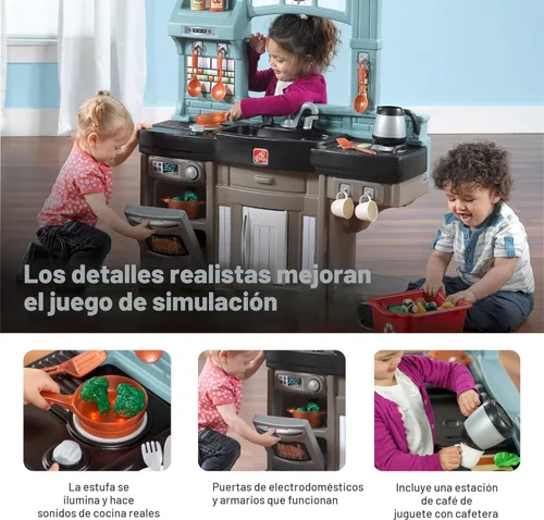 Vista 2 de Step2 Best Chefs - Juego de cocina para niños, cocina para interiores y exteriores, juego interactivo con luces y sonidos, hecho de plástico