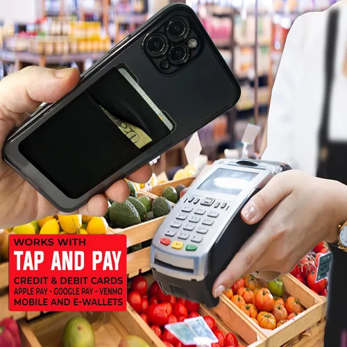 Vista 8 de Doble bolsillo - Soporte adhesivo para tarjetas - Bolsa para teléfono celular - Bolsillo de licra - Lleva tarjetas de crédito y dinero en efectivo