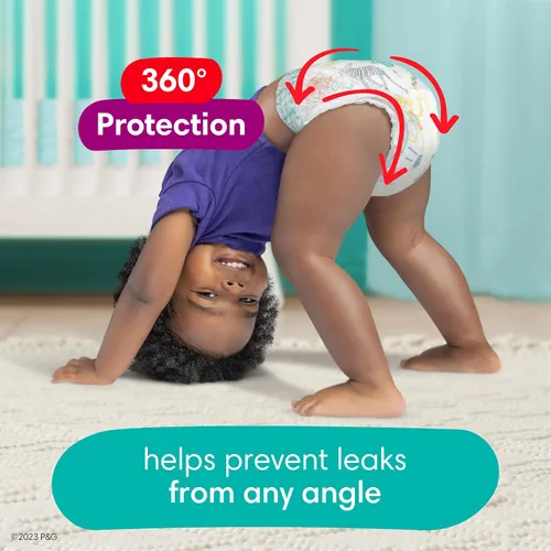 Vista 2 de Pampers Pull On Cruisers - Pañales desechables para bebé de ajuste de 360°, tamaño 3, suministro de 2 meses (2 x 168 unidades) con toallitas