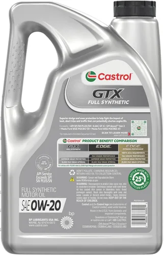 Vista 3 de Aceite de motor Castrol GTX completamente sintético 0W-20, 5 cuartos de galón