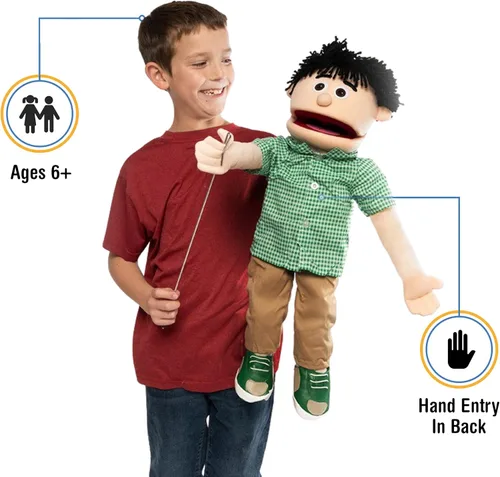 Vista 2 de Kenny, Peach Boy, 25 pulgadas, cuerpo completo, marioneta estilo ventrílocuo