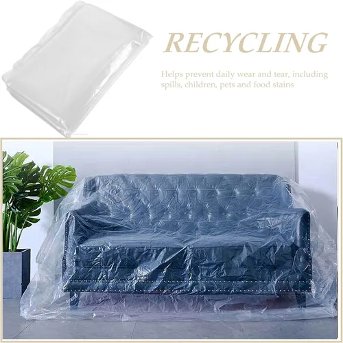 Vista 3 de COHEALI Transparent High Elasticity PE Sofa Cover Protector for Small Loveseat Washable Dust-Resistant Couch Slipcover for Moving and Furniture