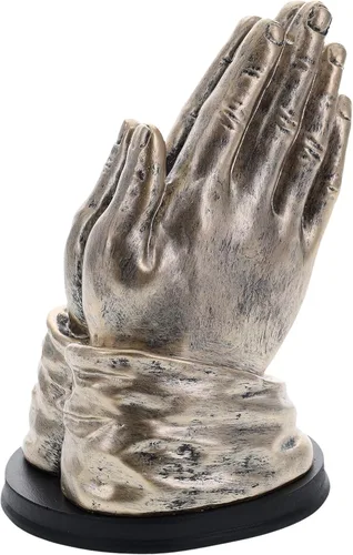 Vista 5 de Top Brass Praying Hands - Estatua de arte espiritual decorativa con acabado de bronce antiguo