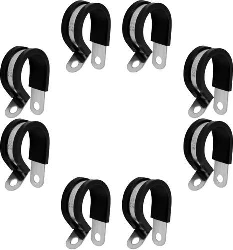 Vista 38 de MroMax Abrazadera de cable de 0.236 in de diámetro EDPM Abrazadera aislada acolchada de goma 304 Abrazadera de tubería de acero inoxidable 0.24 "R