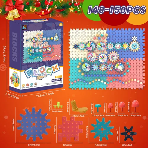 Vista 4 de Gear Toys Bloques de construcción entrelazados, juego de 150 juguetes de construcción de ingeniería educativa, kits STEM de construcción creativa