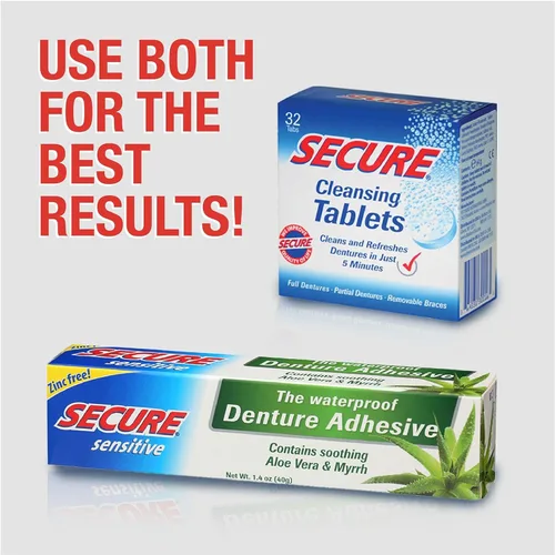 Vista 7 de Secure Adhesivo para prótesis dentales, sin zinc, 1.4 onzas
