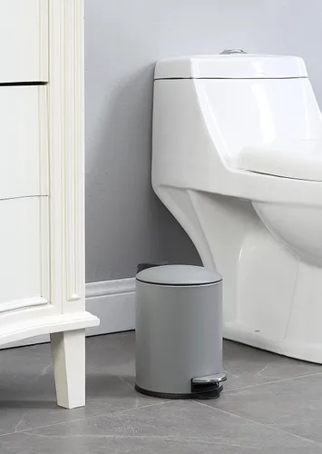 Vista 3 de SunnyPoint Bote de basura de 0.8 galones con cubo interior de plástico baño, oficina, cocina y dormitorio con paso y cierre lento (gris)