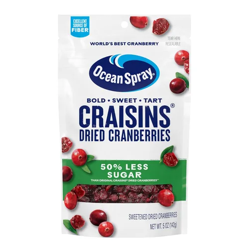 Ocean Spray® Craisins®, arándanos secos con 50% menos azúcar, fruta deshidratada, bolsa de 5 onzas