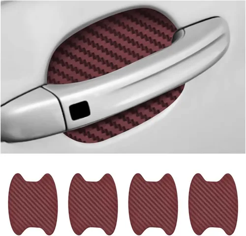 Vista 23 de 4 calcomanías protectoras para manija de puerta de automóvil, película protectora universal de fibra de carbono antiarañazos para la mayoría