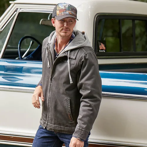 Vista 8 de Legendary Whitetails Men's Casual Coat with Hood Waxed Cotton Water Resistant
