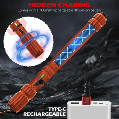 Vista 6 de FORTO Linterna de luz recargable para bolígrafo, linterna de bolsillo pequeña de 400 lúmenes con clip, IP67 impermeable, 2 modos de luz, indicador