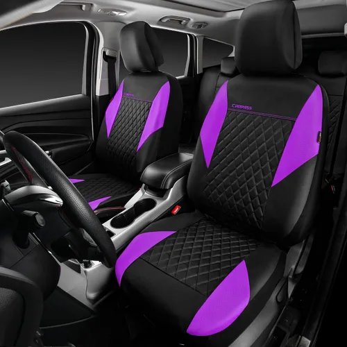 Vista 3 de CAR PASS Funda de asiento de cuero acolchada para dos asientos delanteros, universal, impermeable, de lujo, de PU premium, de vinilo