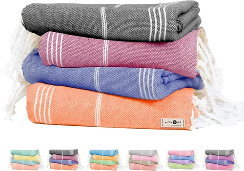 Vista 27 de Native Fab Toallas de playa de gran tamaño, paquete de 2, 40 x 71 pulgadas, 100% algodón, ligeras, suaves, de secado rápido, absorbentes, sin arena
