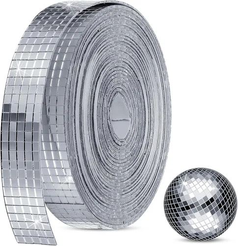 Vista 9 de SATINIOR 3000 piezas de azulejos de espejo de bola de discoteca autoadhesivos para manualidades, adhesivos pequeños de bola de discoteca de 5 x 5