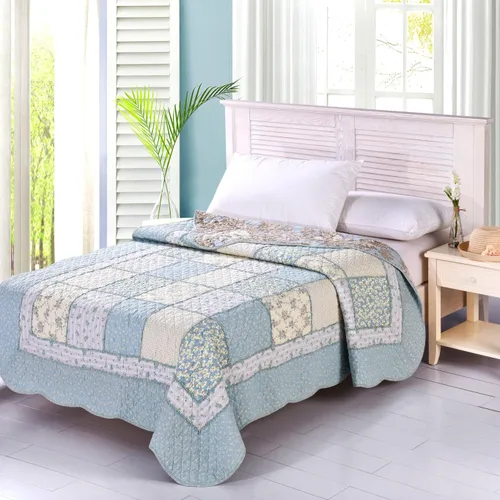 Edredón Patchwork - Flor Silvestre Azul - Niños o Twin