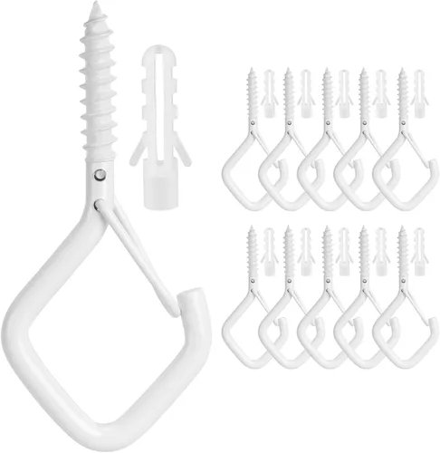 Vista 15 de 10 ganchos de techo de metal para plantas colgantes y luces de cadena al aire libre, 2.2 pulgadas, color negro