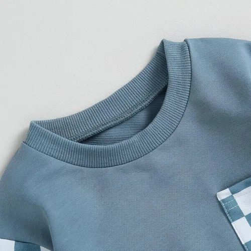 Vista 2 de Conjunto de 2 piezas de sudadera de manga larga con cuello redondo y pantalones casuales para bebé niño