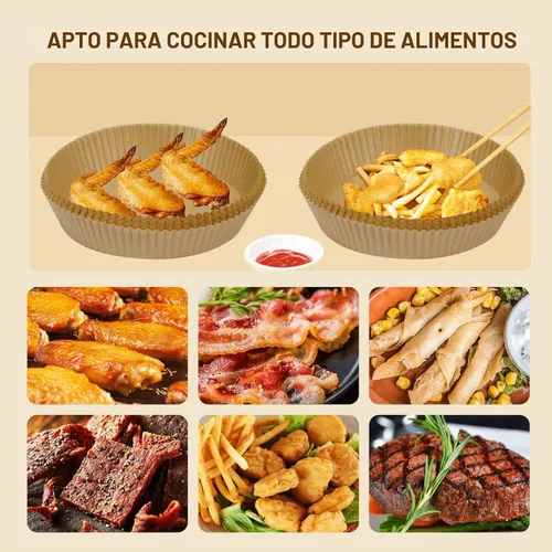 Vista 6 de SIUDANGKA Forros para freidora de aire Ninja, 100 piezas de forro de papel desechable para la mayoría de las freidoras de aire de 4 a 8 cuartos