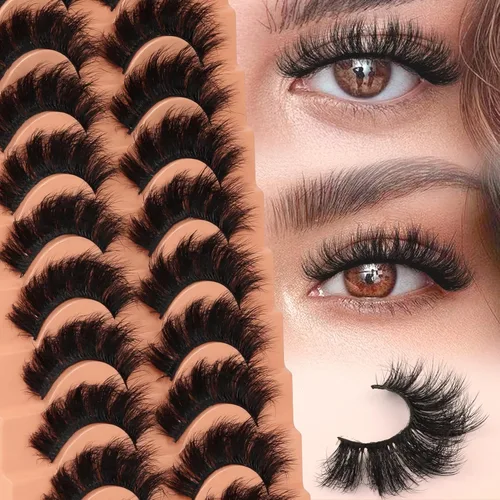 Vista 11 de Veleasha Pestañas postizas de visón sintético, esponjosas, finas, cruzadas, paquete de 10 pares de pestañas postizas para mujer (3D07)