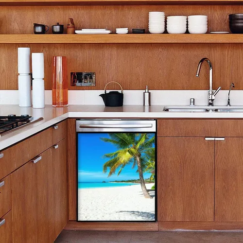 Vista 8 de Cubierta magnética para lavavajillas, Paradise Beach on a Tropical Island, calcomanías magnéticas para refrigerador, cubierta decorativa