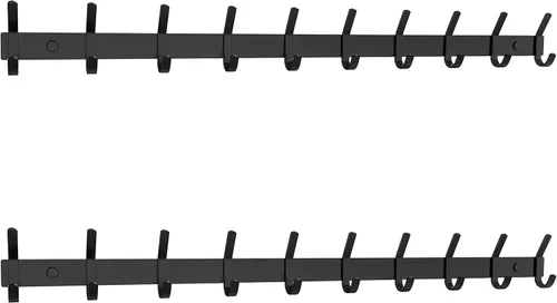 Vista 17 de Perchero de Abrigos Pequeño Negro Mate para Pared – Riel de Ganchos de Acero Inoxidable de 6 Pulgadas con 2 Ganchos Dobles para Abrigos