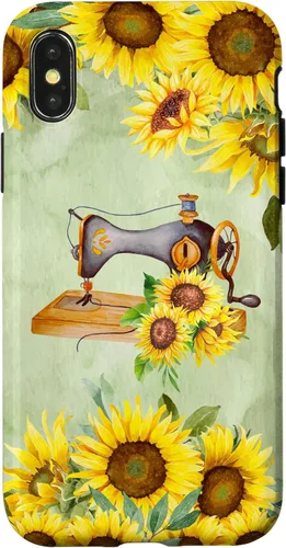 Vista 5 de iPhone 16 Sewing Machine Quilter Sewing, Sunflowers Sewing Machine Case