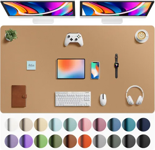 Vista 305 de Aothia - Protector de escritorio de cuero sintético grande, base antideslizante para mouse y superficie para escribir, impermeable, fácil de Agua