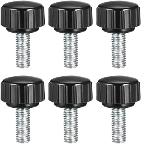 Vista 62 de uxcell 6 perillas de sujeción moleteadas M5 x 0.315 in métricas de acero inoxidable 304 rosca macho tornillo de pulgar en tipo 0.866 in cabeza